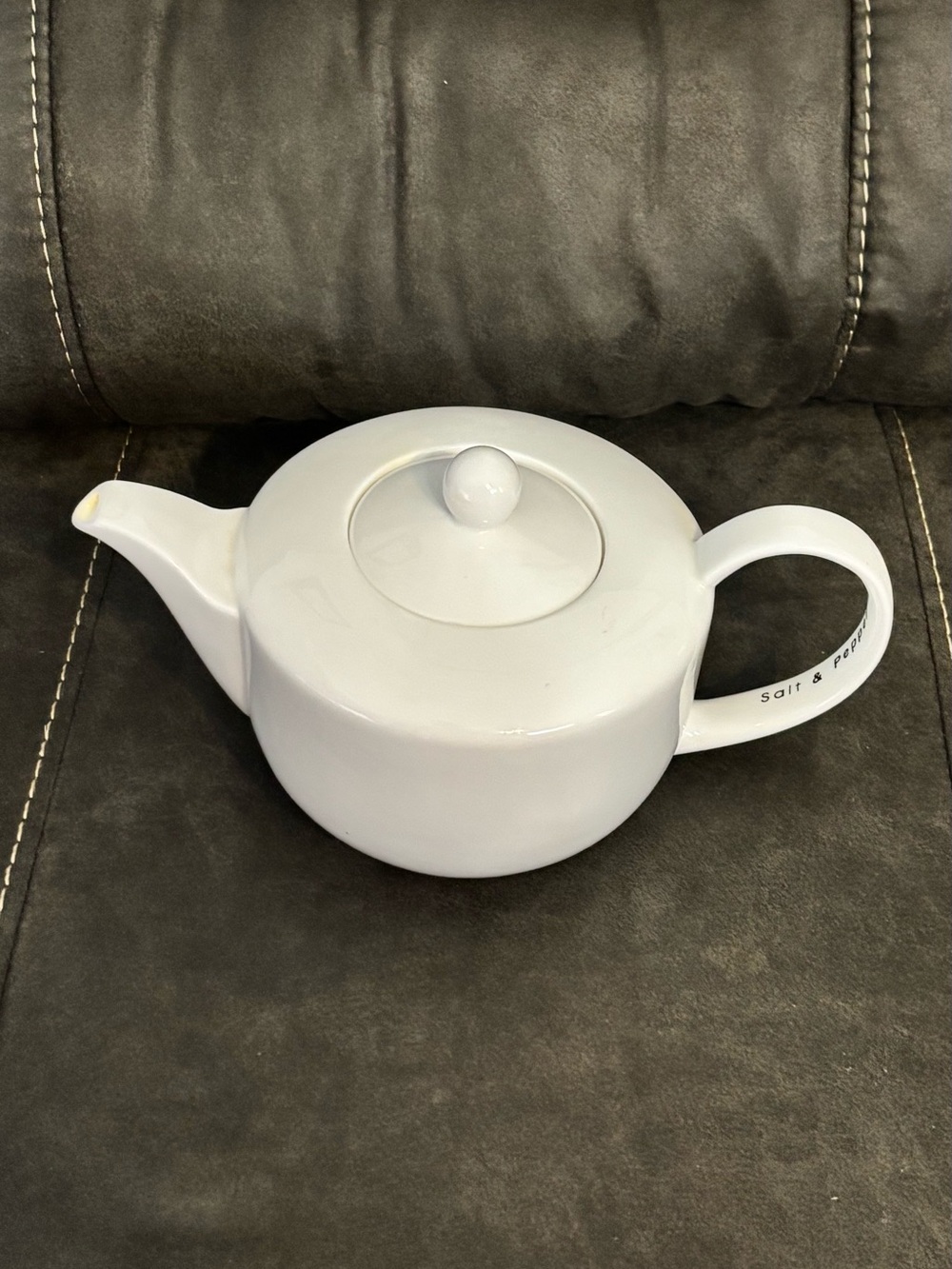 White Ceramic Teapot with Lid -